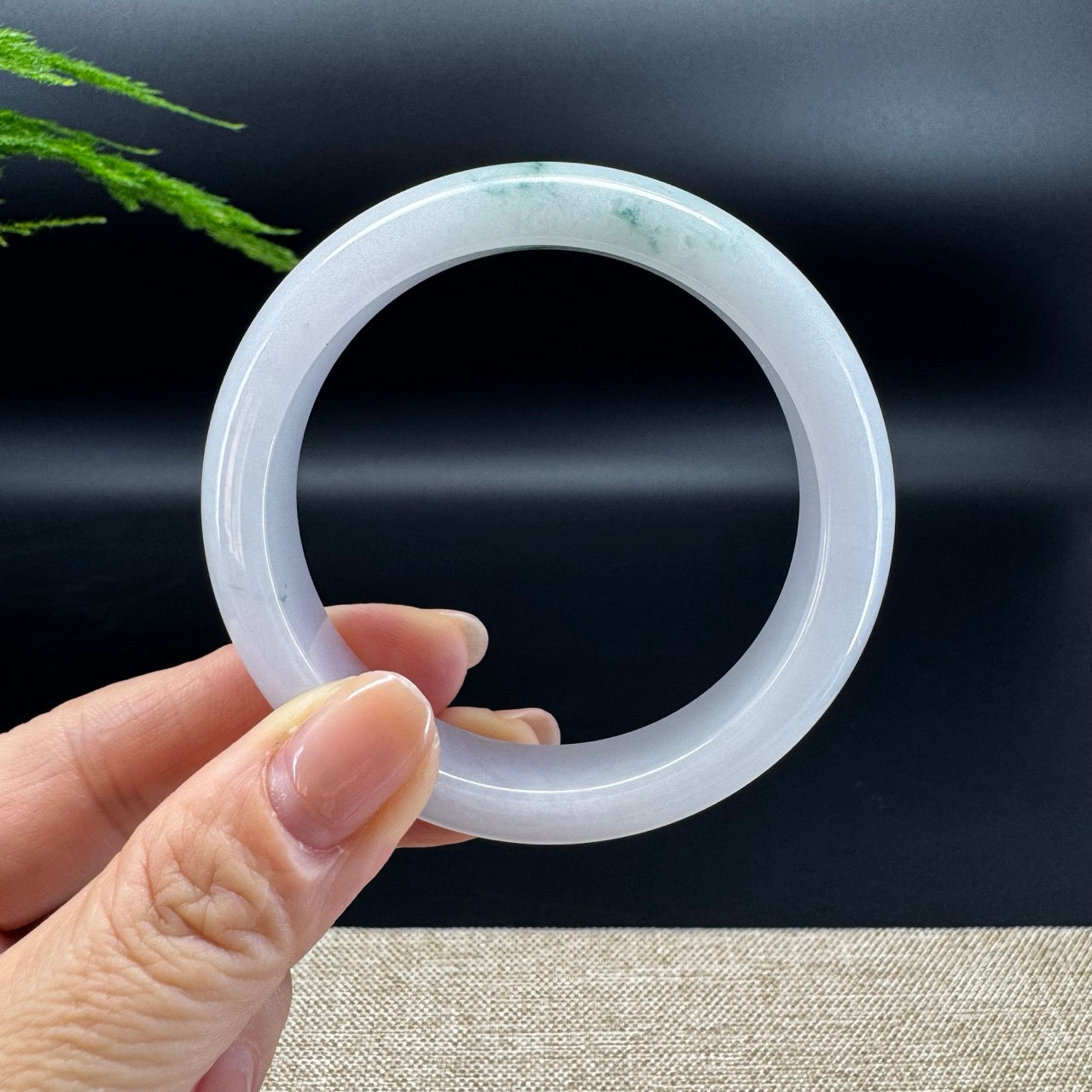 Genuine Burmese Green Flower Jadeite Jade Bangle Bracelet ( 55.1mm )