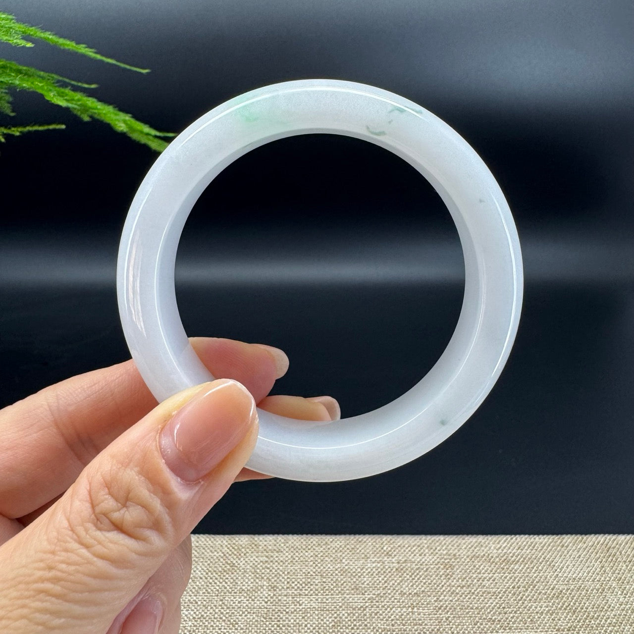 Genuine Burmese Milky Green Jade Jadeite Bangle Bracelet (56.2mm )