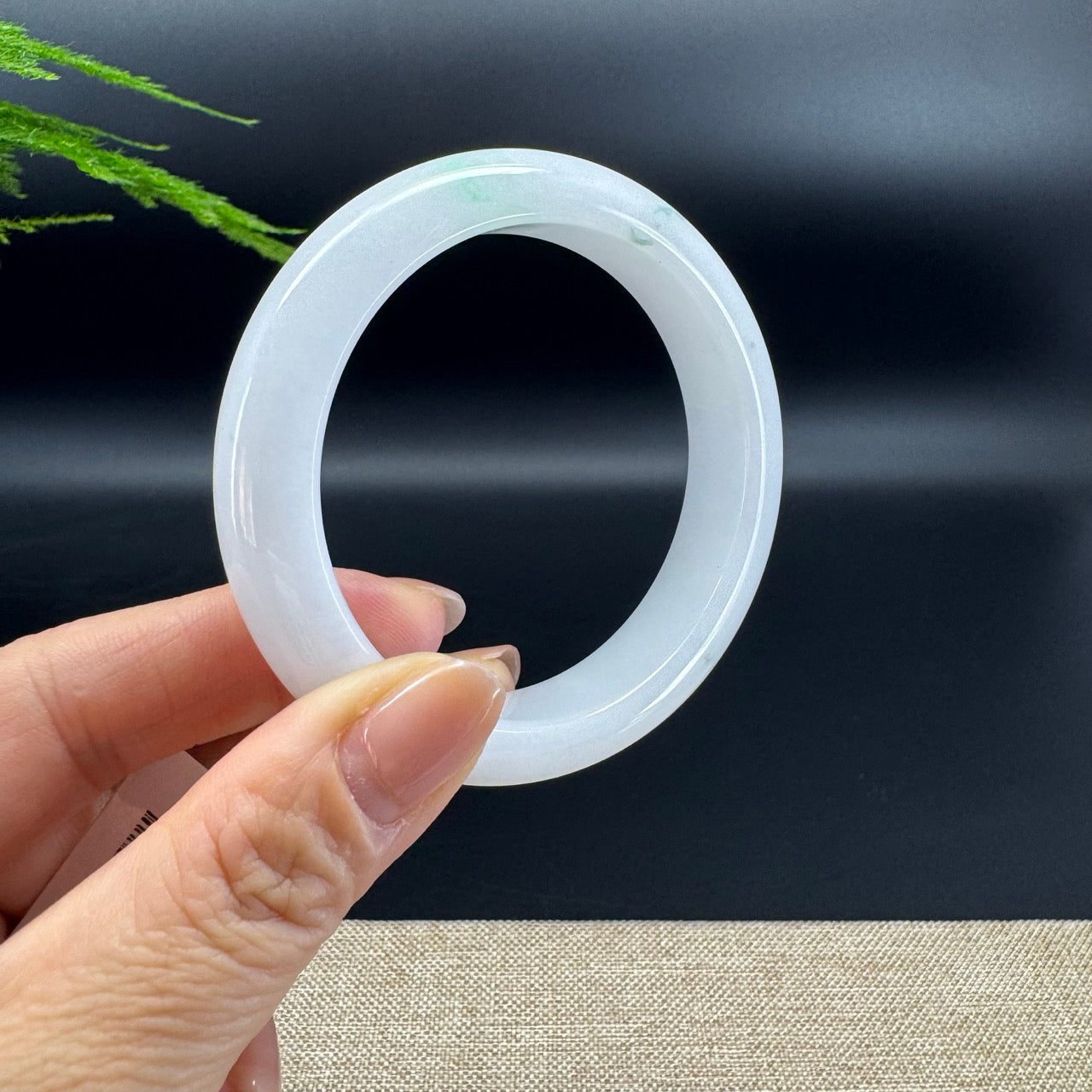 Genuine Burmese Milky Green Jade Jadeite Bangle Bracelet (56.2mm )