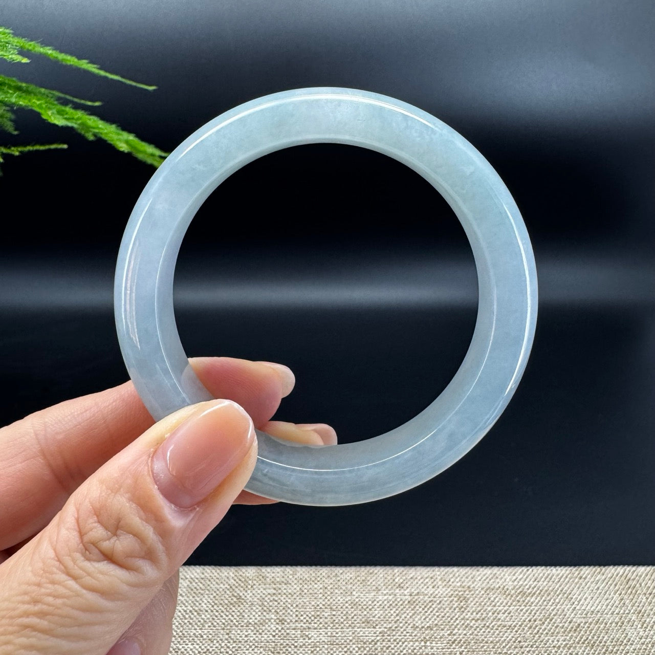 Genuine Burmese Blue Water Jade Jadeite Bangle Bracelet ( 54.7mm )