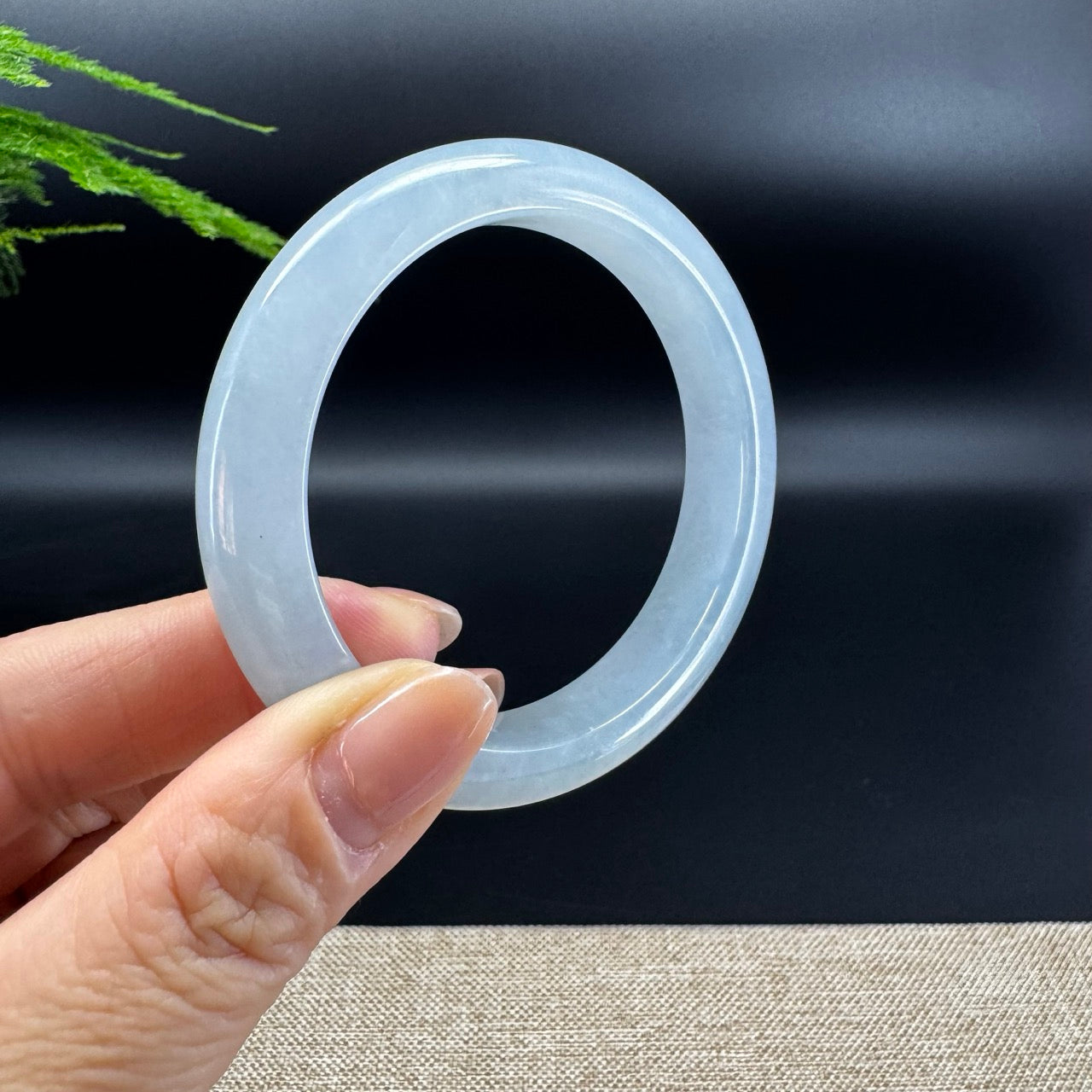 Genuine Burmese Light Blue Water Jade Jadeite Bangle Bracelet ( 54.6mm )