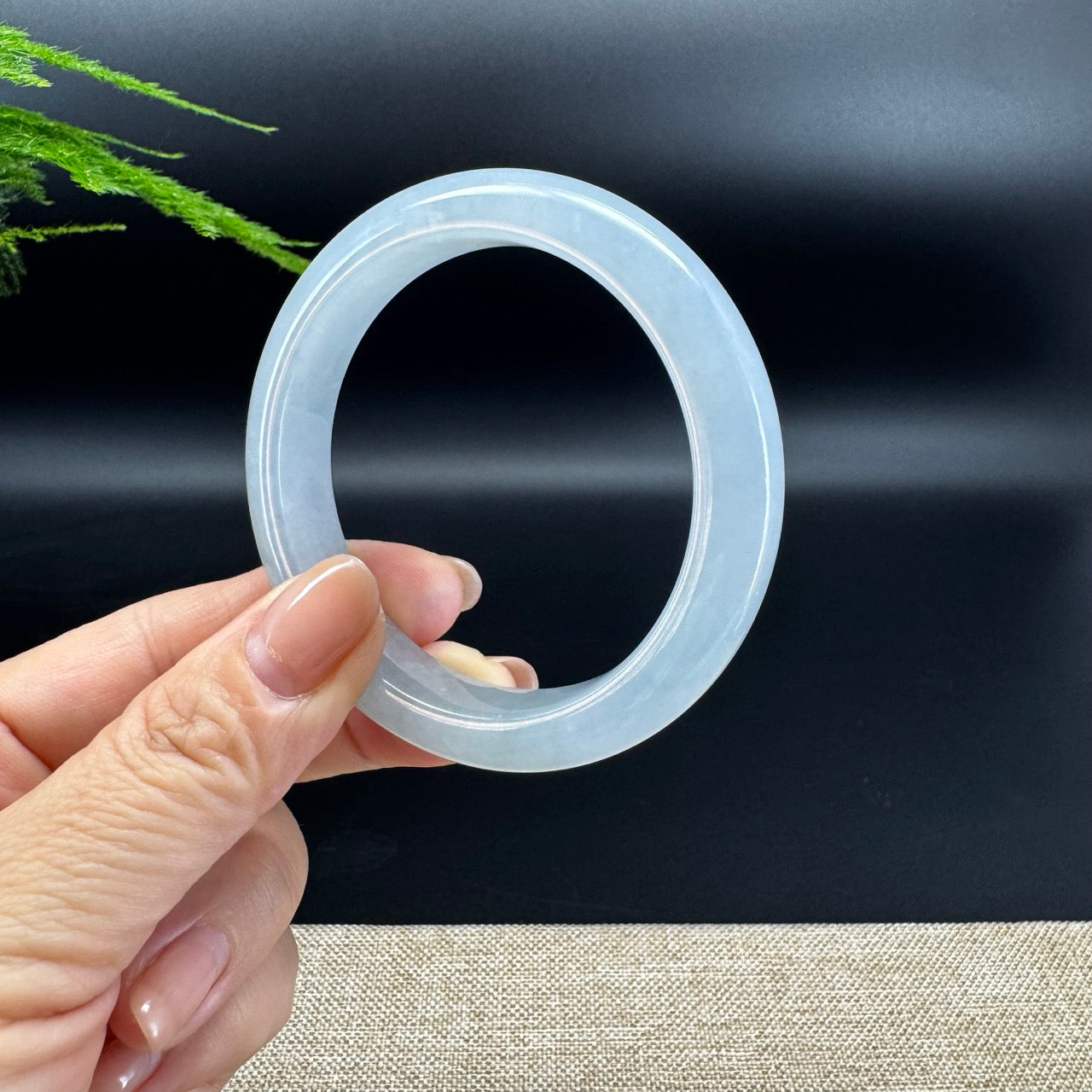 Genuine Burmese Light Blue Water Jade Jadeite Bangle Bracelet ( 54.6mm )