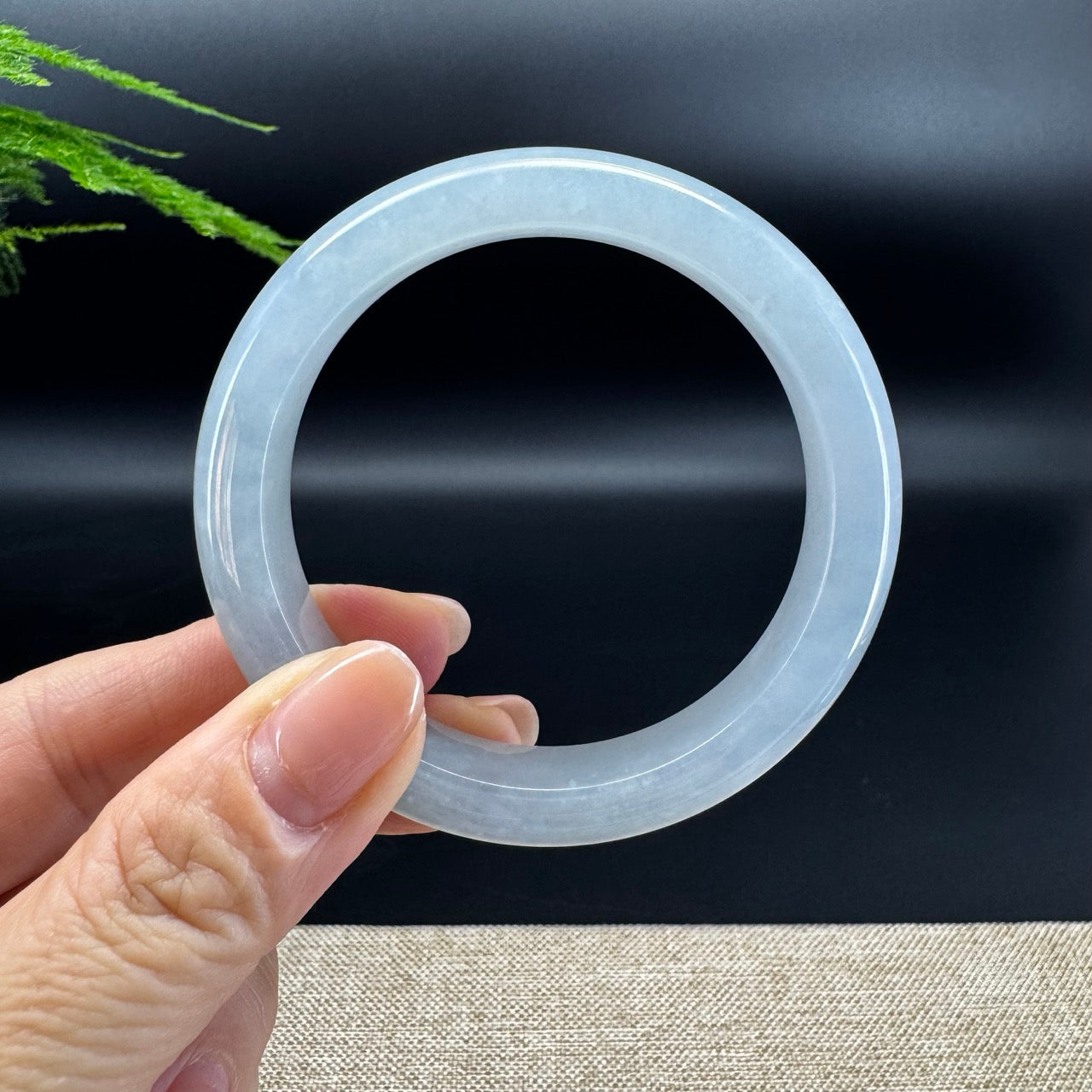 Genuine Burmese Light Blue Water Jade Jadeite Bangle Bracelet ( 54.6mm )