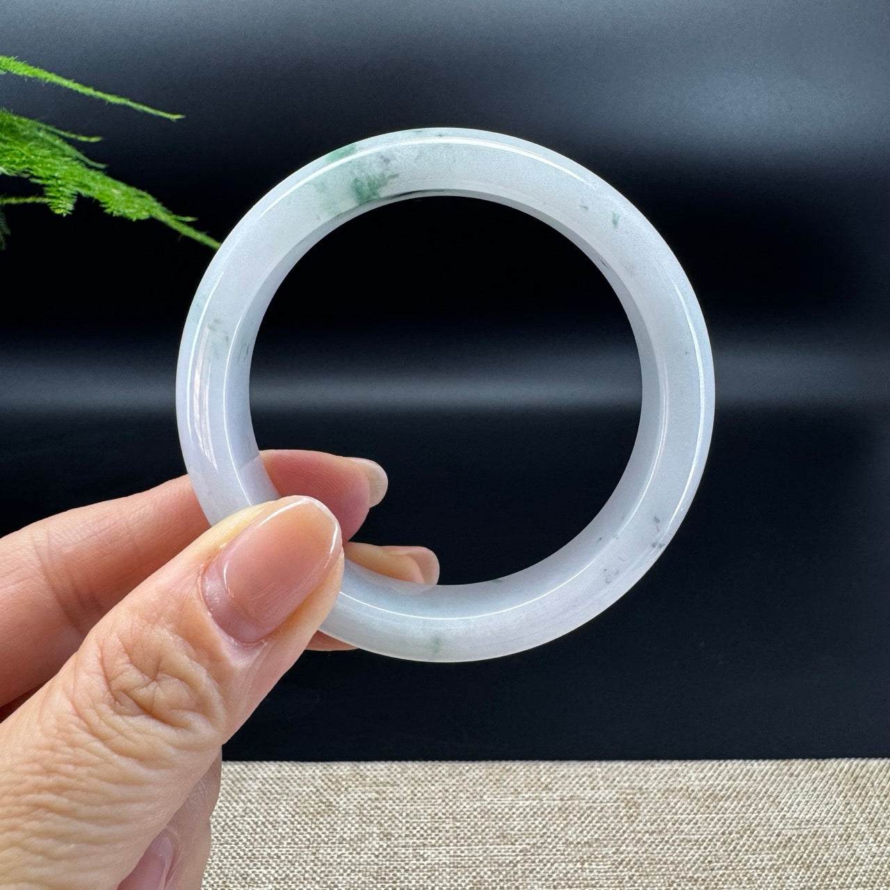 Genuine Burmese Milky Green Jade Jadeite Bangle Bracelet (52.7mm )