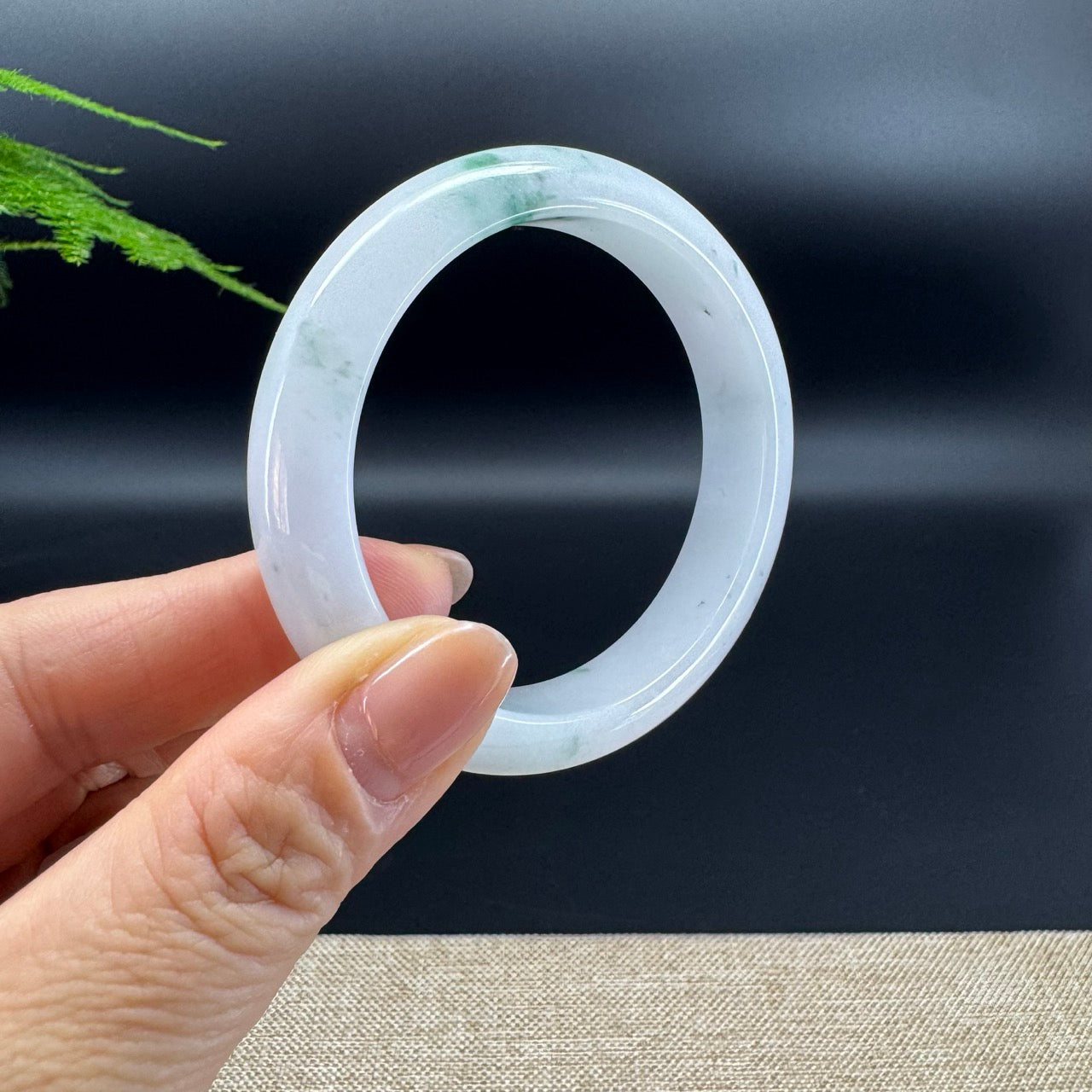 Genuine Burmese Milky Green Jade Jadeite Bangle Bracelet (52.7mm )
