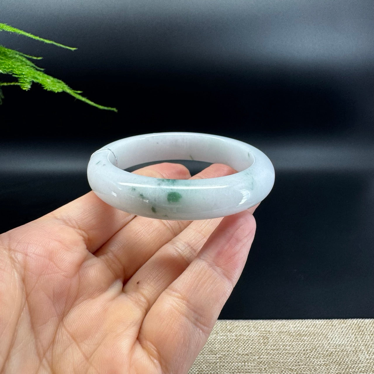 Genuine Burmese Milky Green Jade Jadeite Bangle Bracelet (52.7mm )