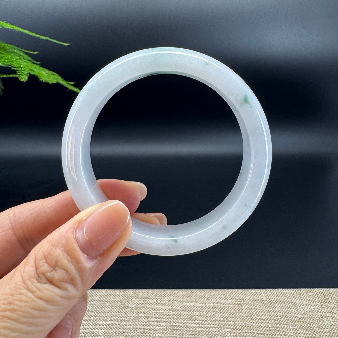 Genuine Burmese Milky Green Jade Jadeite Bangle Bracelet (52.7mm )