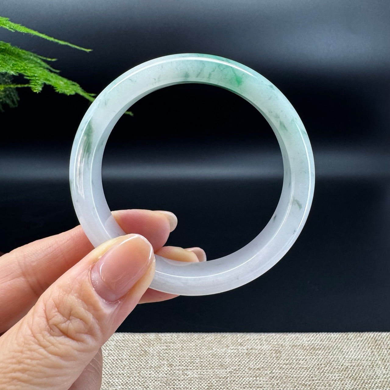 Genuine Burmese Green Flower Jade Jadeite Bangle Bracelet (52.7mm )