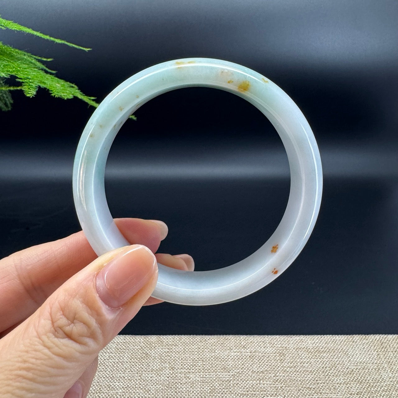 Genuine Burmese Milky Green & Sajin Jade Jadeite Bangle Bracelet (58mm )