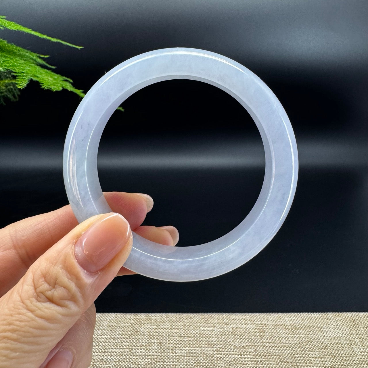 Genuine Burmese Icy Blue Green Jade Jadeite Bangle Bracelet (55.5mm )