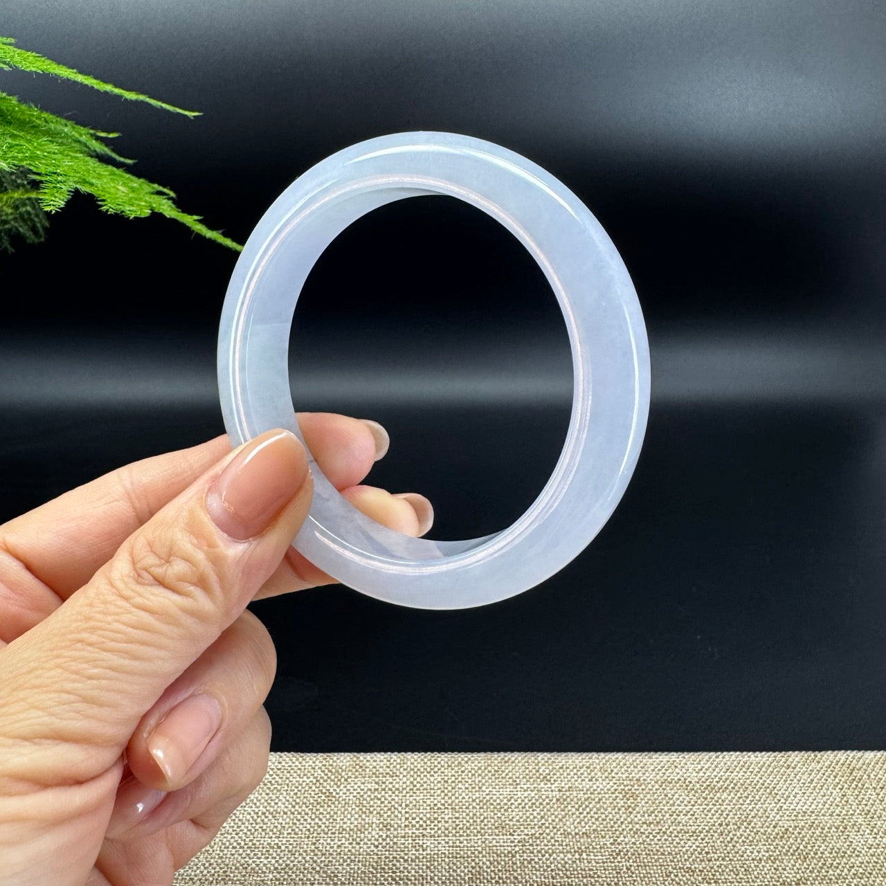 Genuine Burmese Icy Blue Green Jade Jadeite Bangle Bracelet (55.5mm )