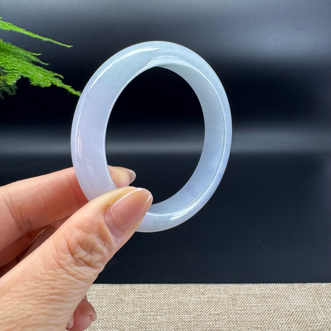 Genuine Burmese Light Blue Green Jade Jadeite Bangle Bracelet ( 56.6mm )