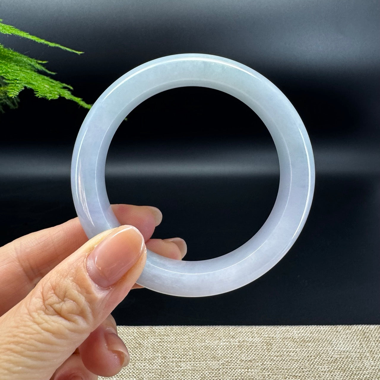 Genuine Burmese Light Blue Green Jade Jadeite Bangle Bracelet ( 56.6mm )