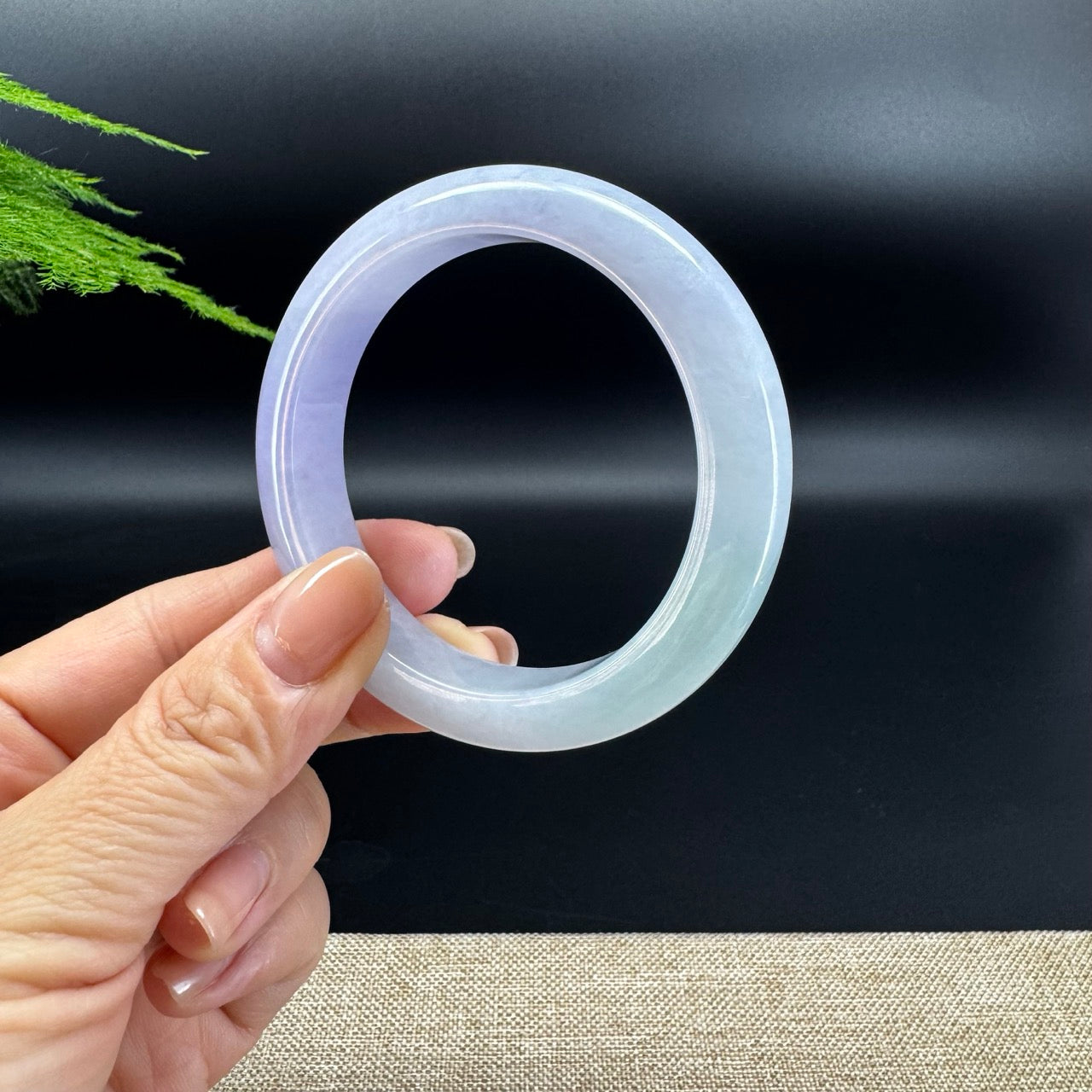Genuine Burmese Lavender Green Jade Jadeite Bangle Bracelet (55mm )