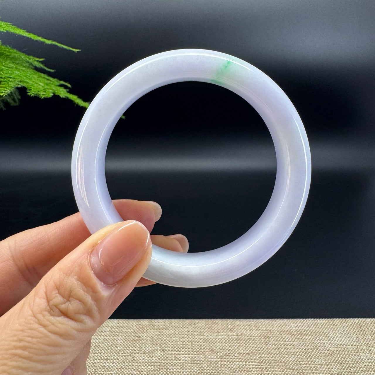 Genuine Burmese Light Lavender Green Jade Jadeite Bangle Bracelet (53mm )