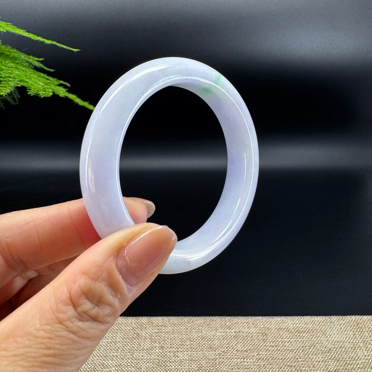 Genuine Burmese Light Lavender Green Jade Jadeite Bangle Bracelet (53mm )