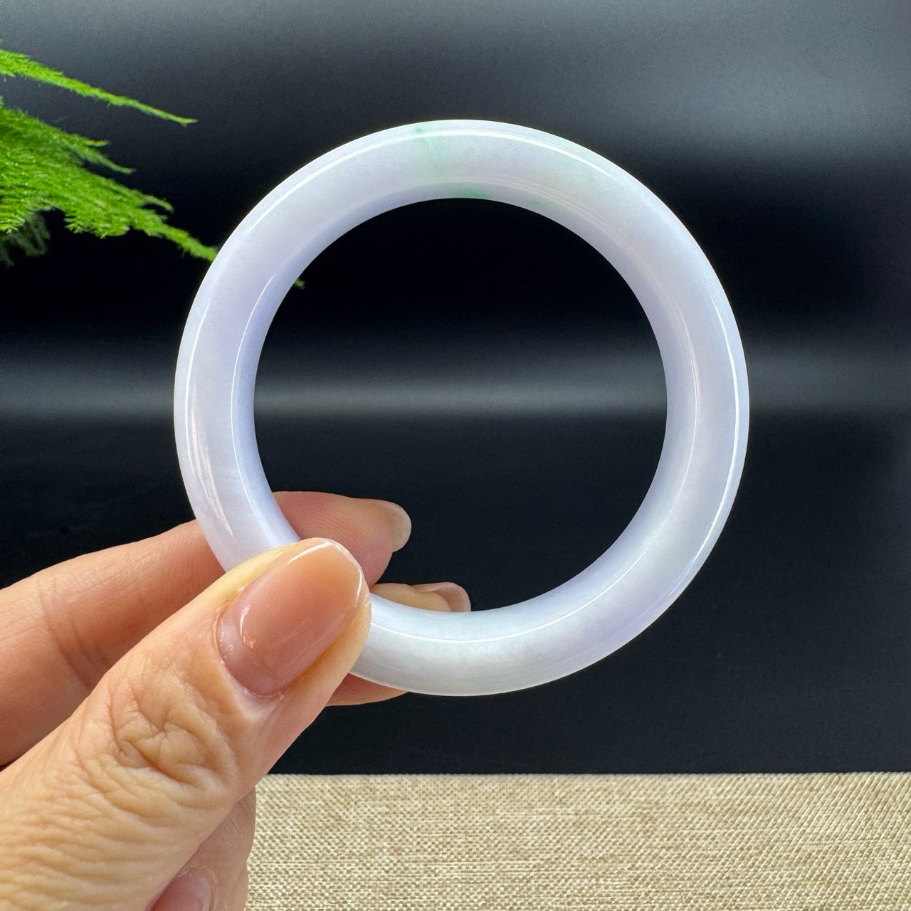 Genuine Burmese Light Lavender Green Jade Jadeite Bangle Bracelet (53mm )