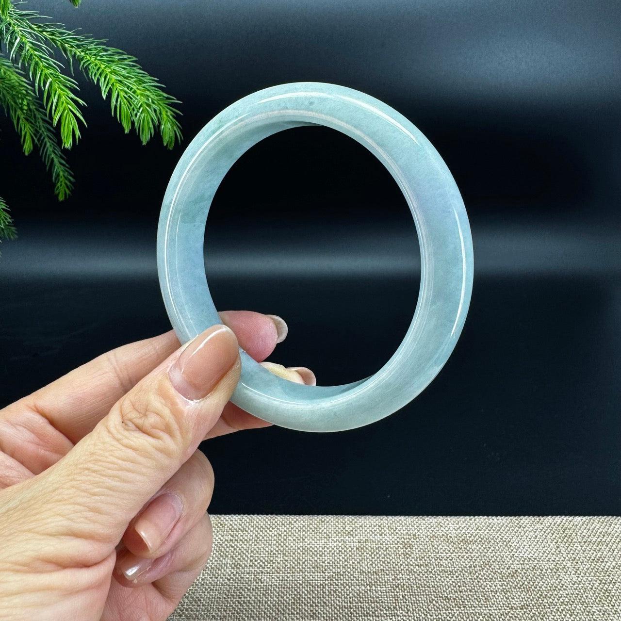 Genuine Burmese Lavender Green Jade Jadeite Bangle Bracelet ( 61.9mm )