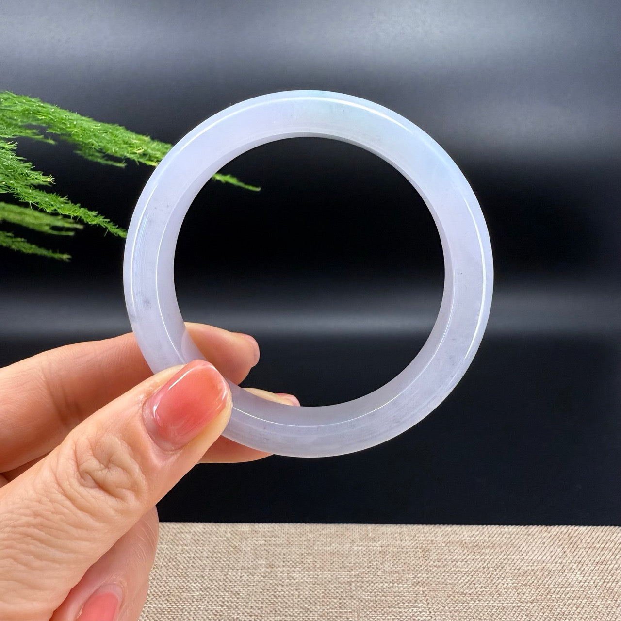 High end Genuine Burmese Lavender Green Jade Jadeite Bangle Bracelet ( 57.2mm )