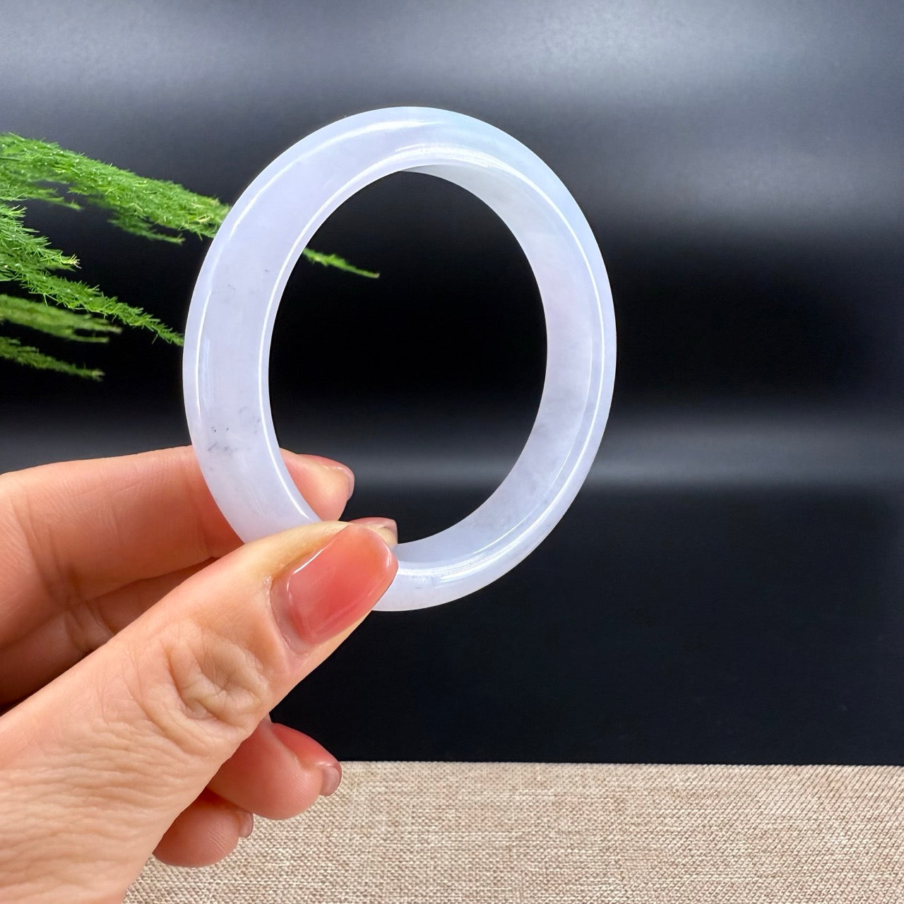 High end Genuine Burmese Lavender Green Jade Jadeite Bangle Bracelet ( 57.2mm )