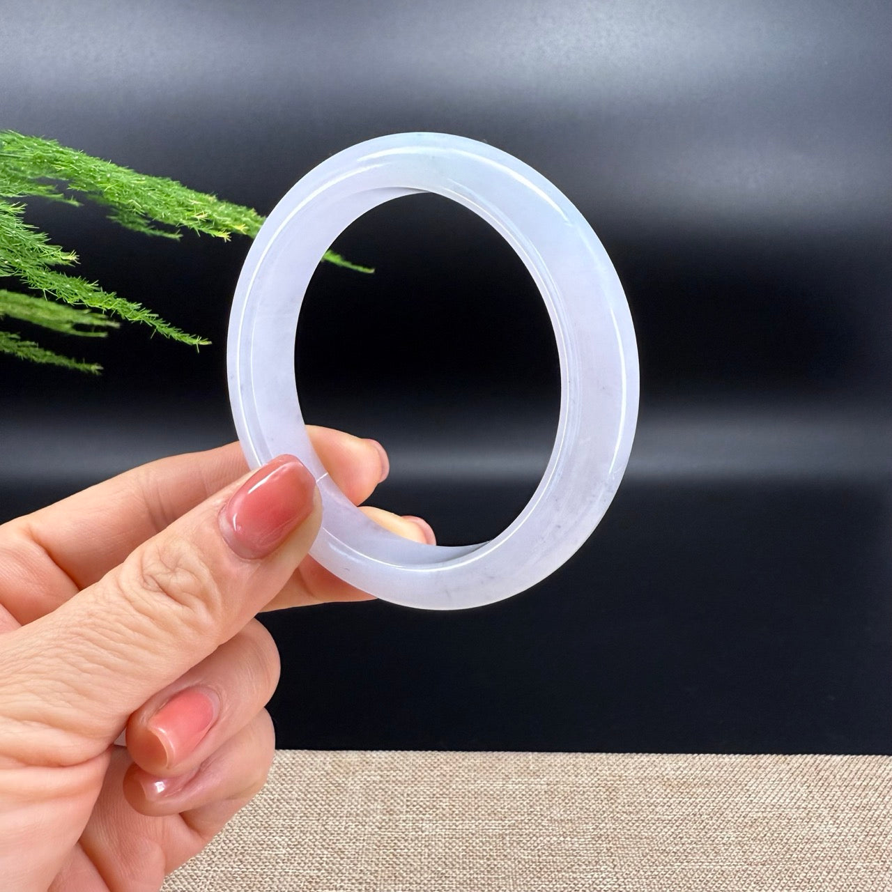 High end Genuine Burmese Lavender Green Jade Jadeite Bangle Bracelet ( 57.2mm )