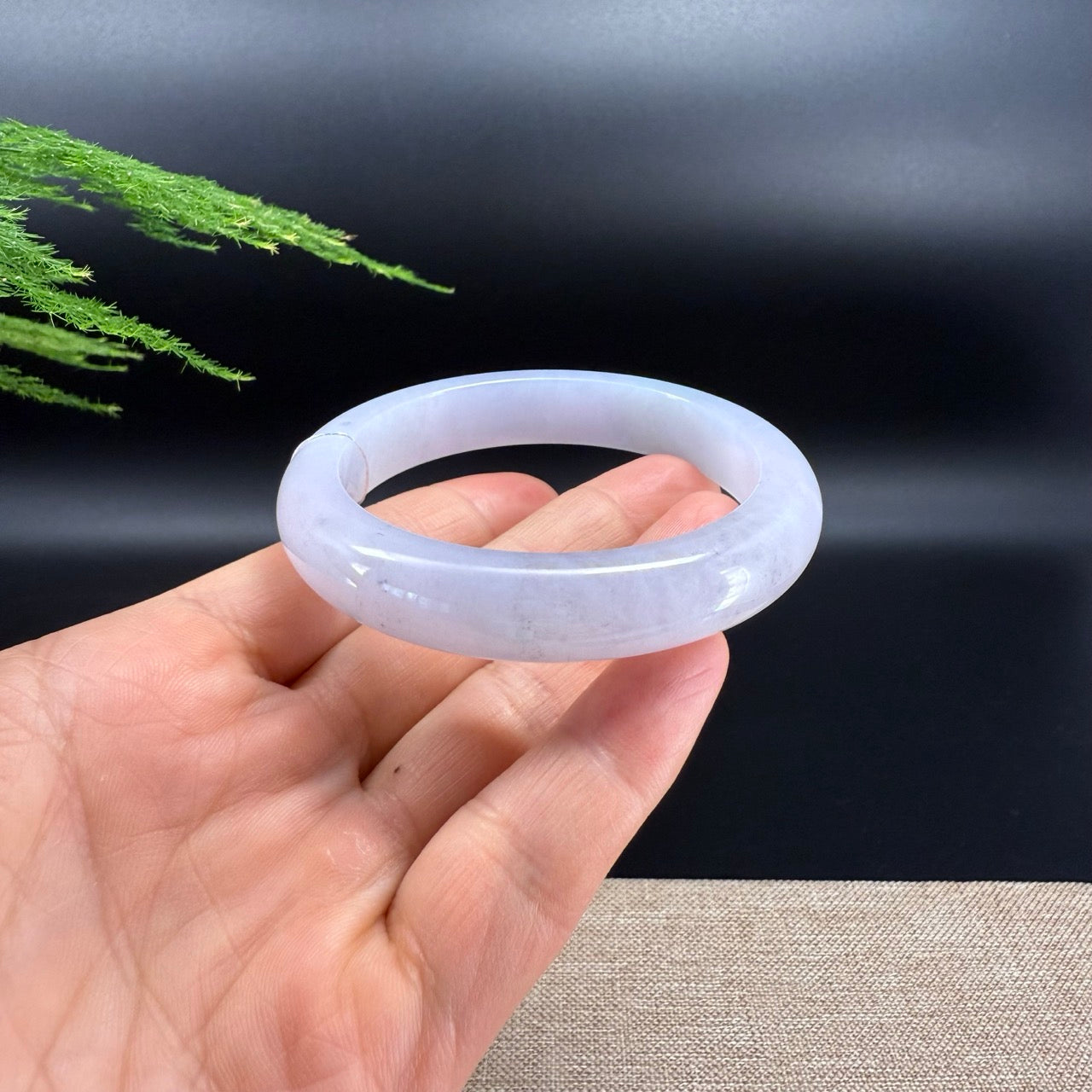High end Genuine Burmese Lavender Green Jade Jadeite Bangle Bracelet ( 57.2mm )