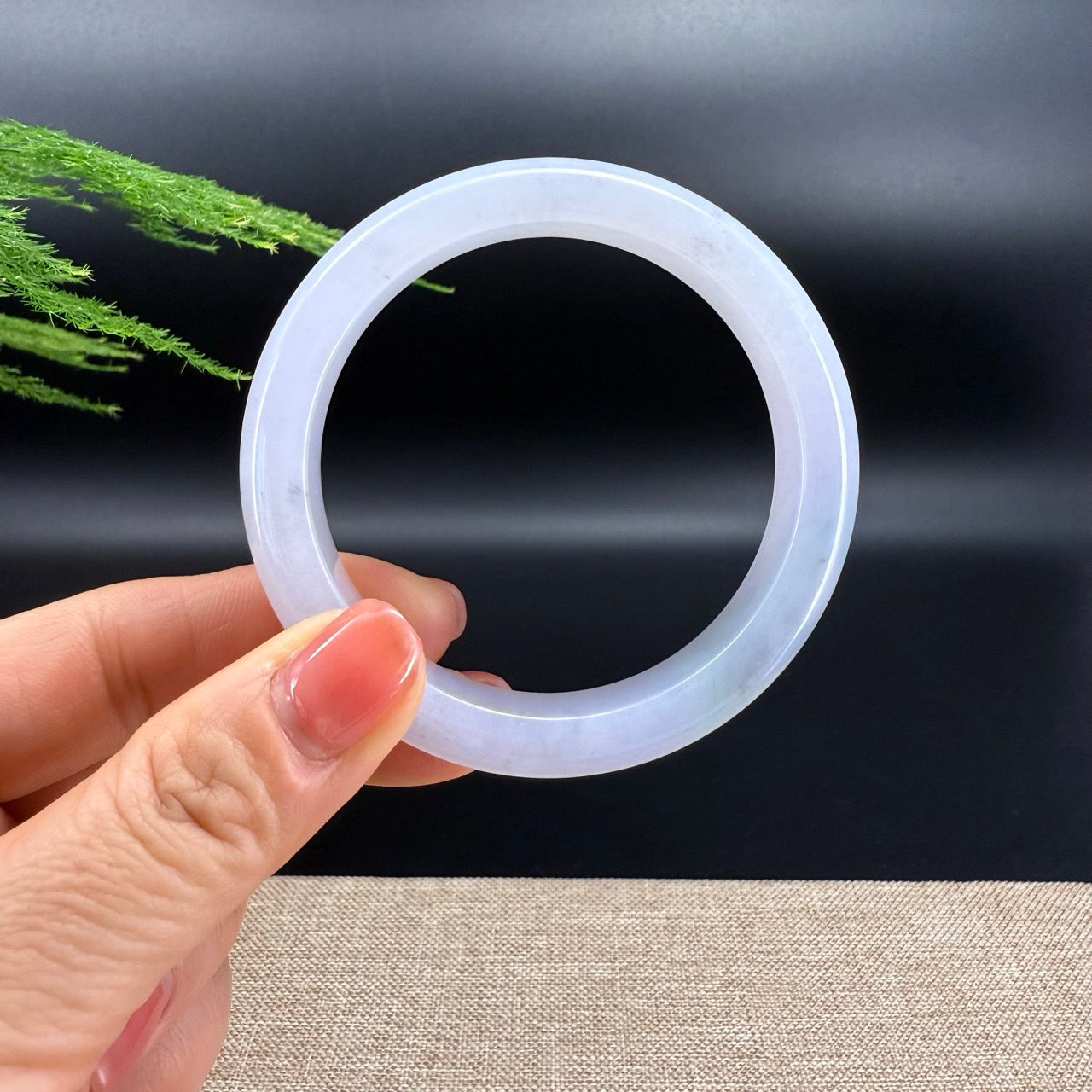 High end Genuine Burmese Lavender Green Jade Jadeite Bangle Bracelet ( 57.2mm )