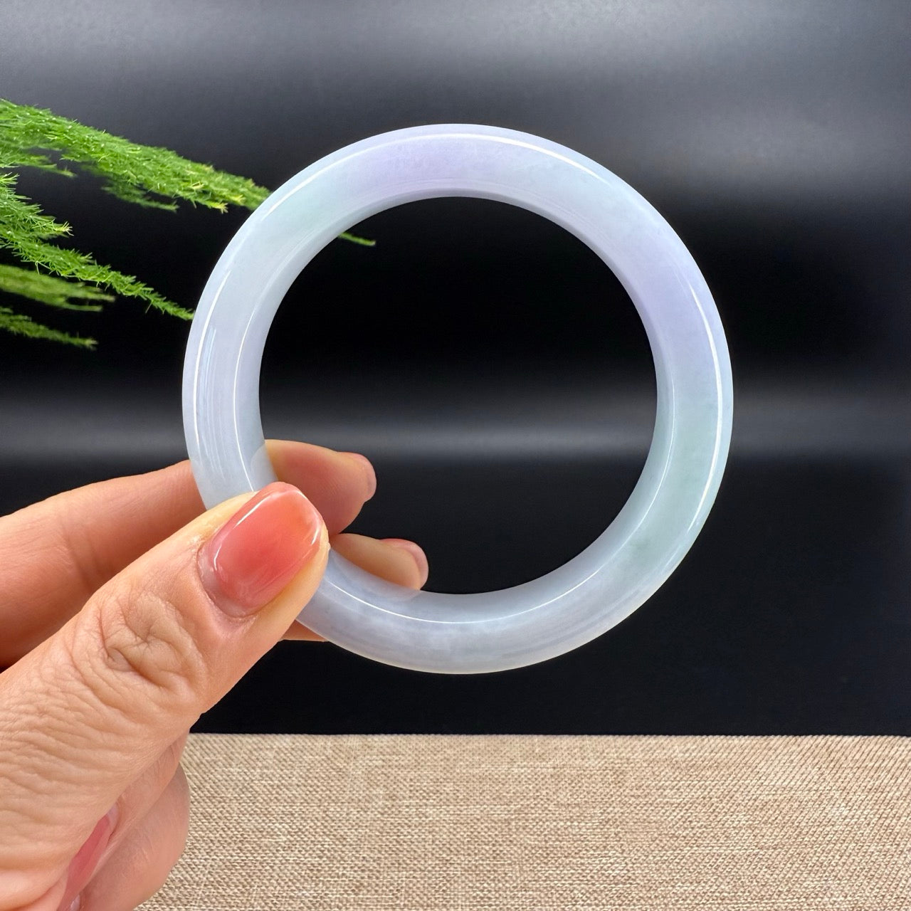Genuine Burmese Lavender Green  Jade Jadeite Bangle Bracelet ( 57.8mm )