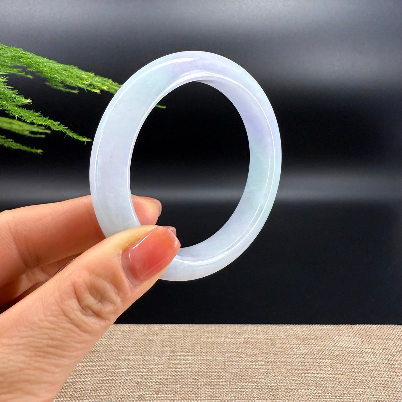 Genuine Burmese Lavender Green  Jade Jadeite Bangle Bracelet ( 57.8mm )