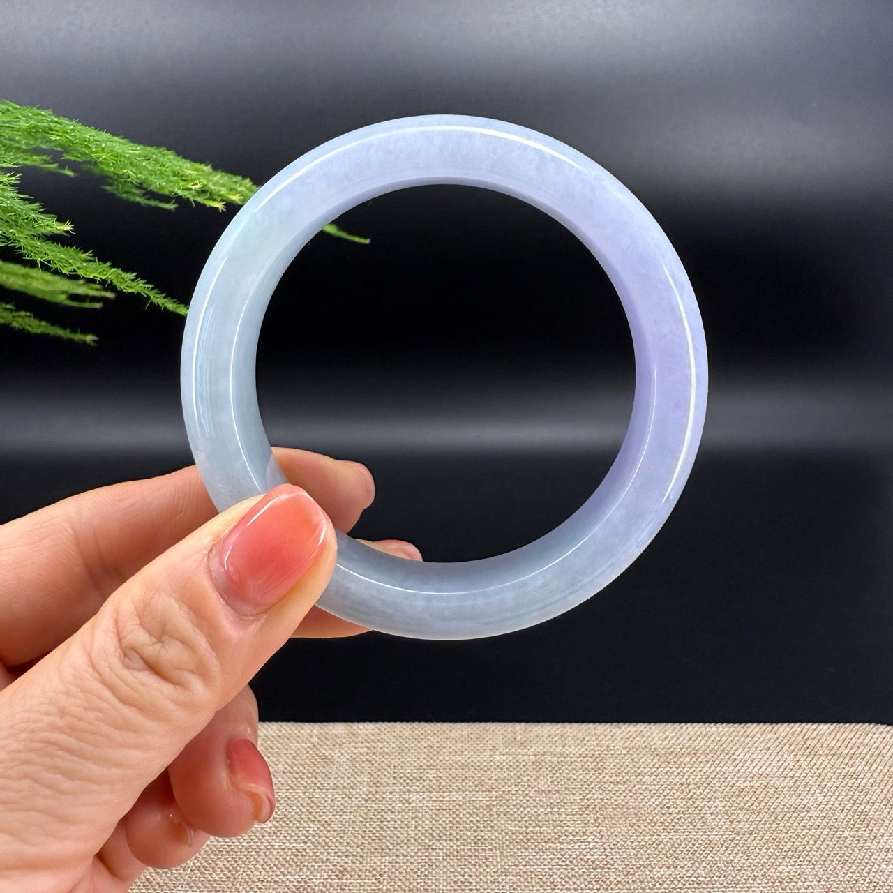 Genuine Burmese Lavender Green Jade Jadeite Bangle Bracelet ( 57.4mm )