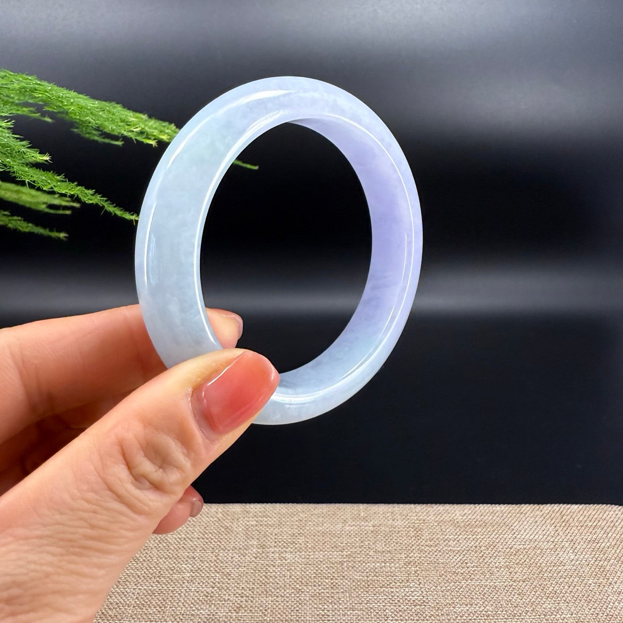 Genuine Burmese Lavender Green Jade Jadeite Bangle Bracelet ( 57.4mm )