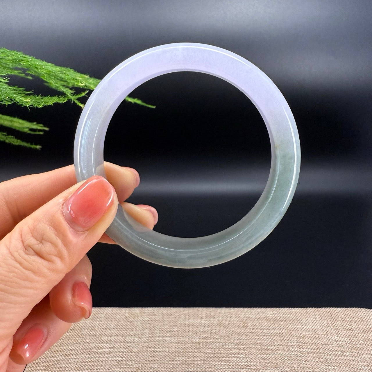 Genuine Burmese Lavender Green Jade Jadeite Bangle Bracelet ( 57.5mm )