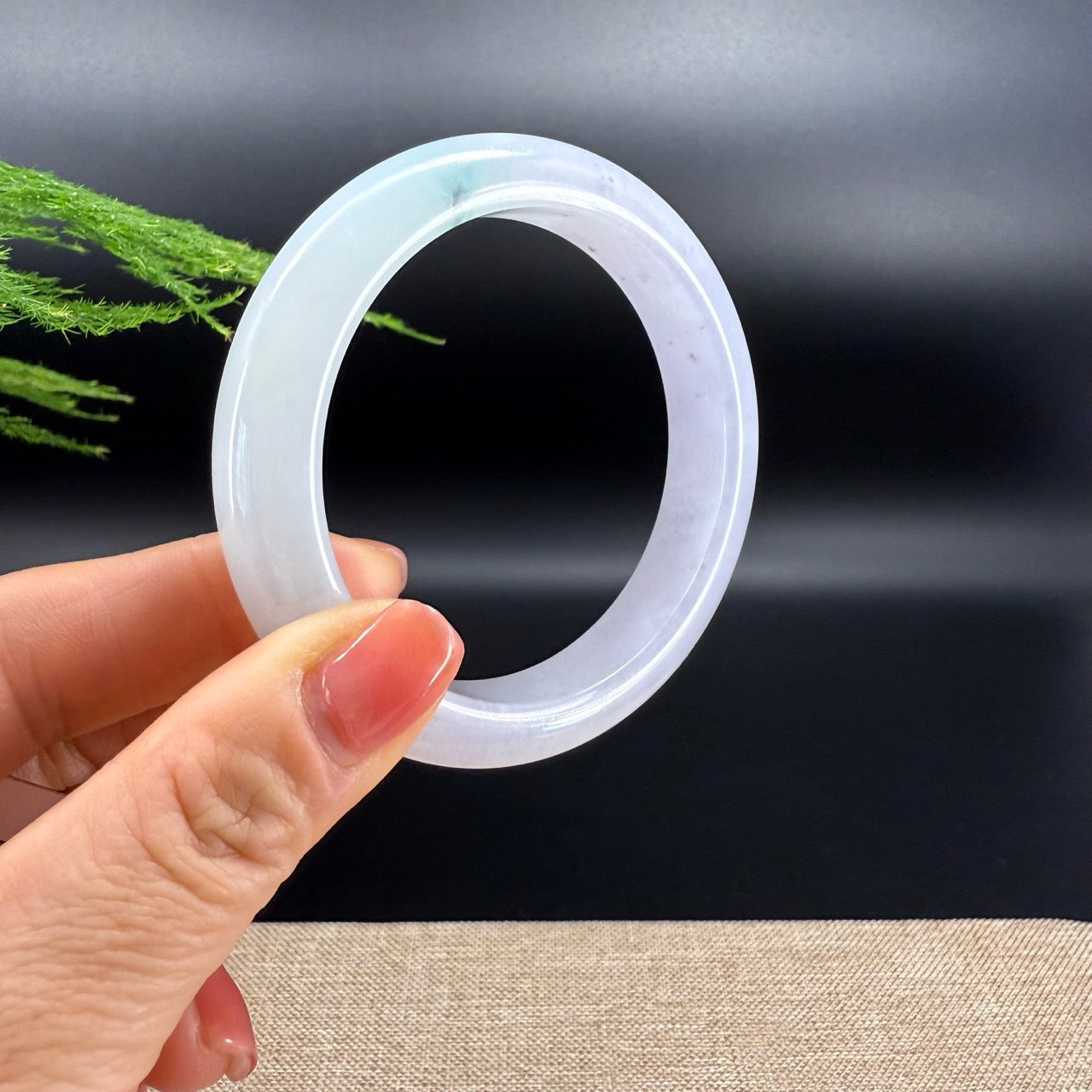 Genuine Burmese Icy Lavender Green Jade Jadeite Bangle Bracelet ( 58.1mm )