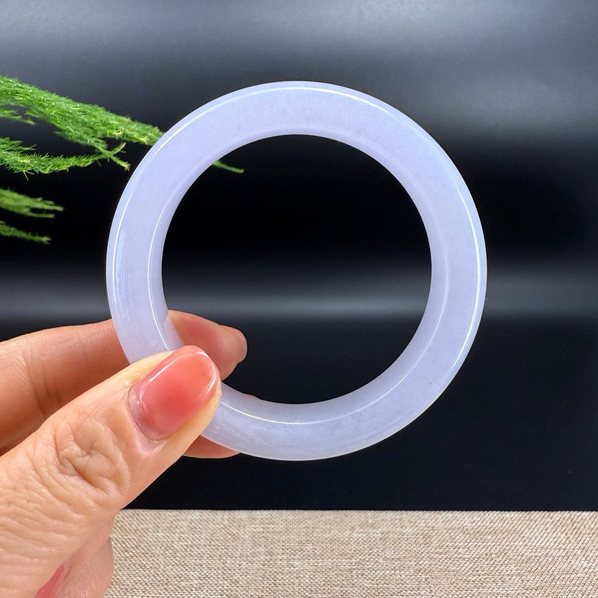 Genuine Burmese Icy Lavender Jadeite Jade Bangle Bracelet (55.9mm)