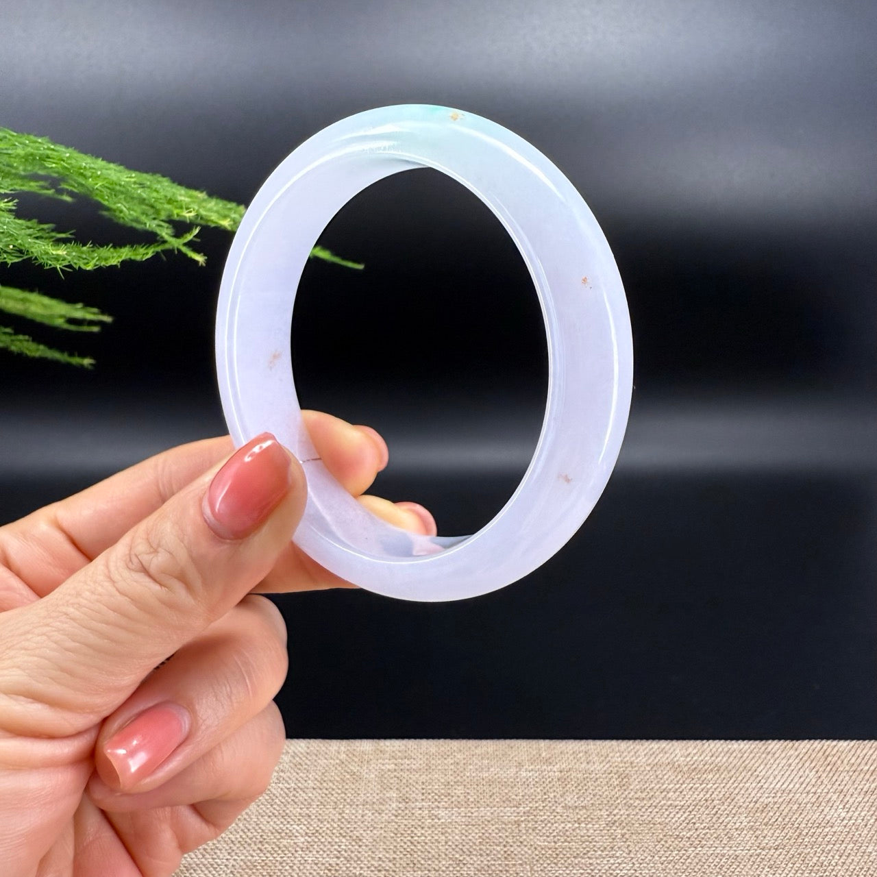 Genuine Burmese Icy Lavender Green Jade Jadeite Bangle Bracelet (58.5mm)