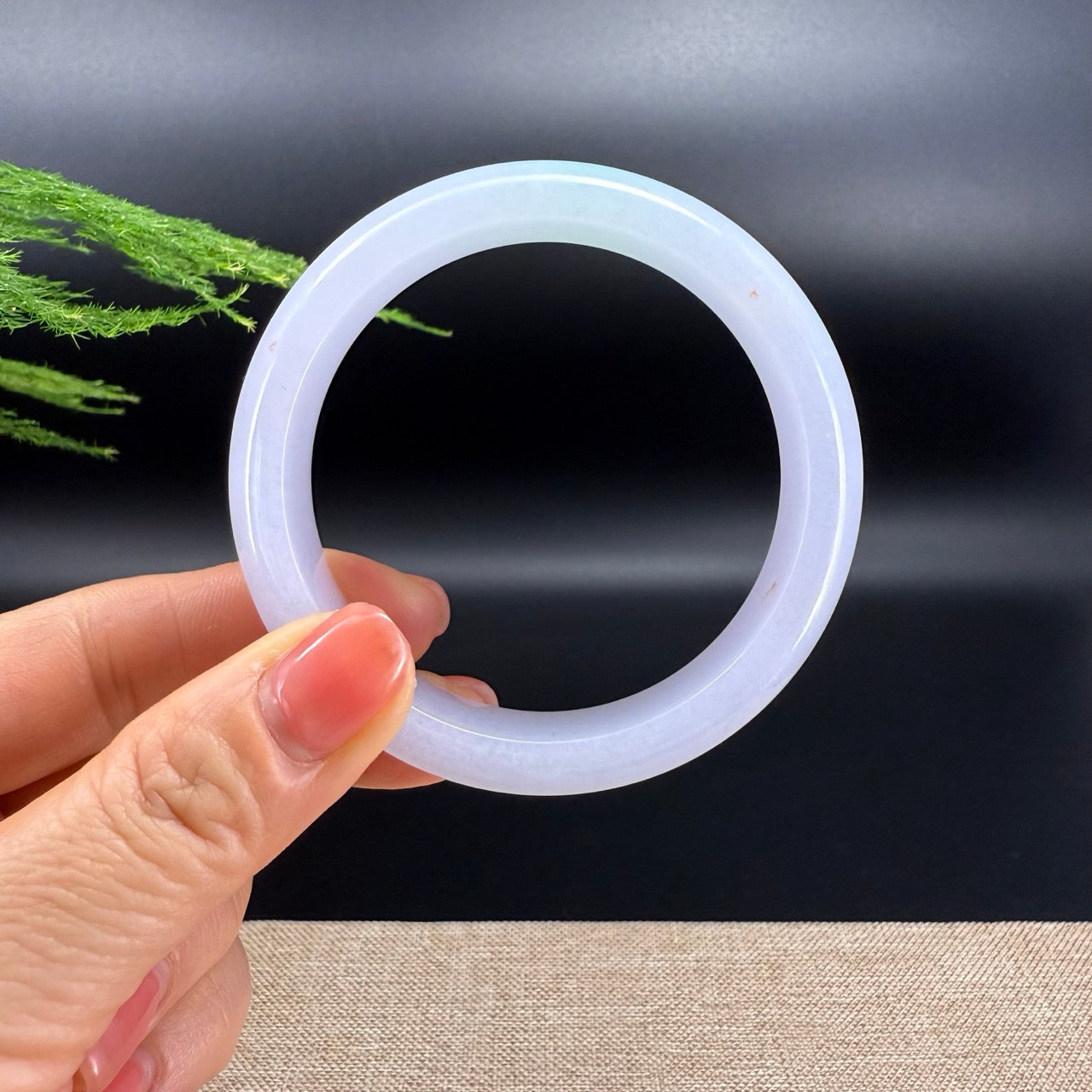 Genuine Burmese Icy Lavender Green Jade Jadeite Bangle Bracelet (58.5mm)