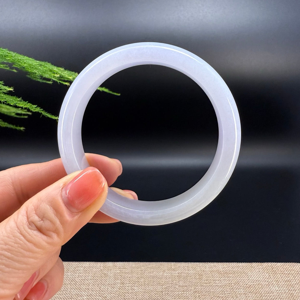 Genuine Burmese Lavender Green Jade Jadeite Bangle Bracelet ( 56.7mm )