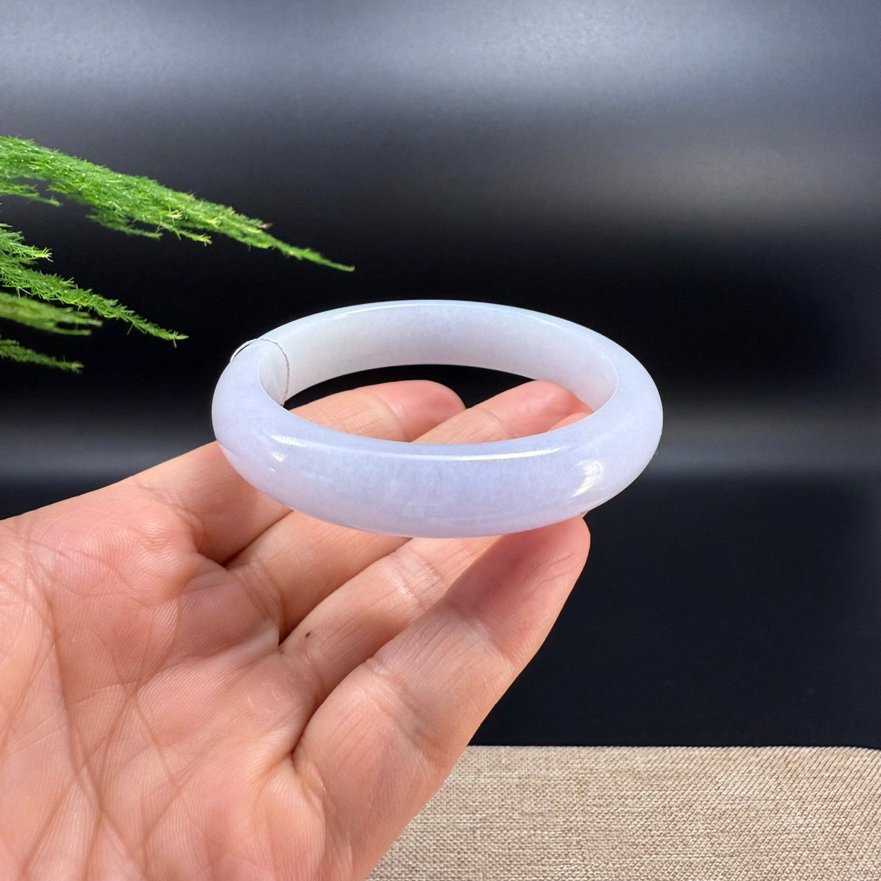 Genuine Burmese Lavender Green Jade Jadeite Bangle Bracelet ( 56.7mm )