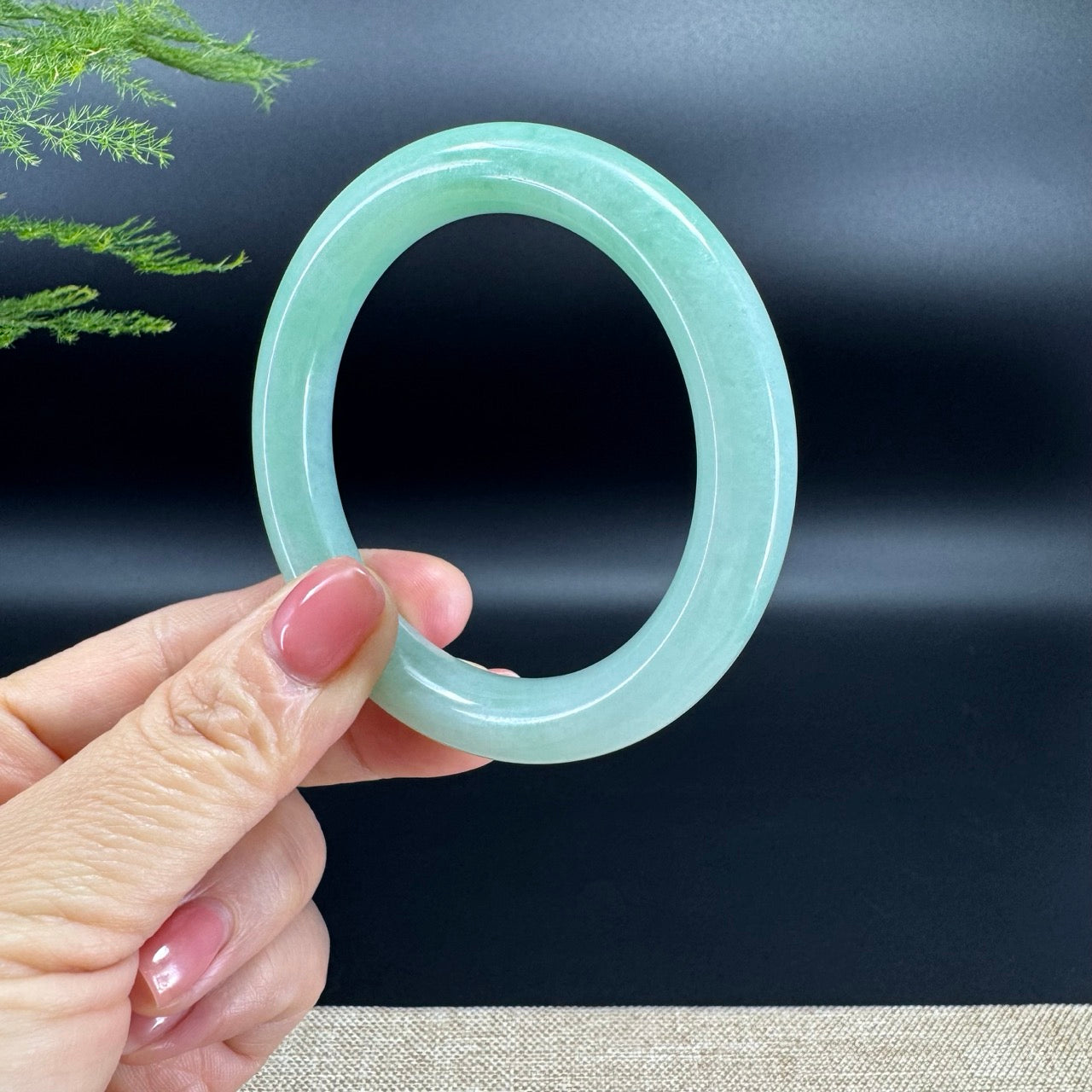 Genuine Burmese Grape Green Jade Jadeite Bangle Bracelet (56mm)