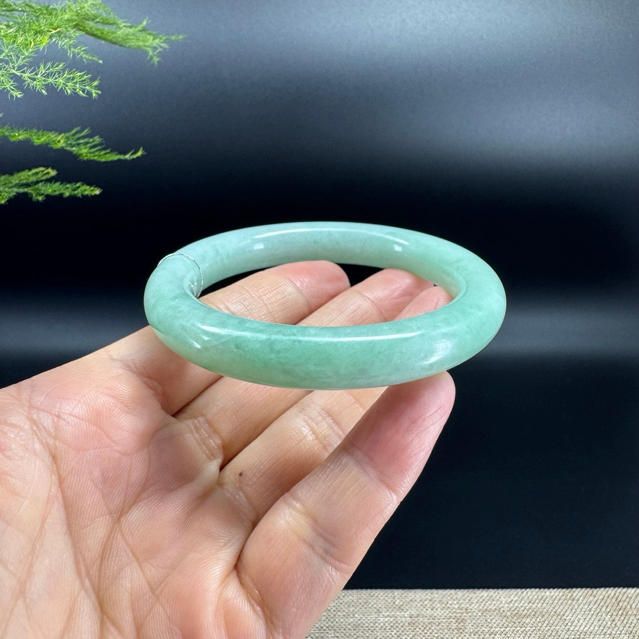 Genuine Burmese Grape Green Jade Jadeite Bangle Bracelet (56mm)