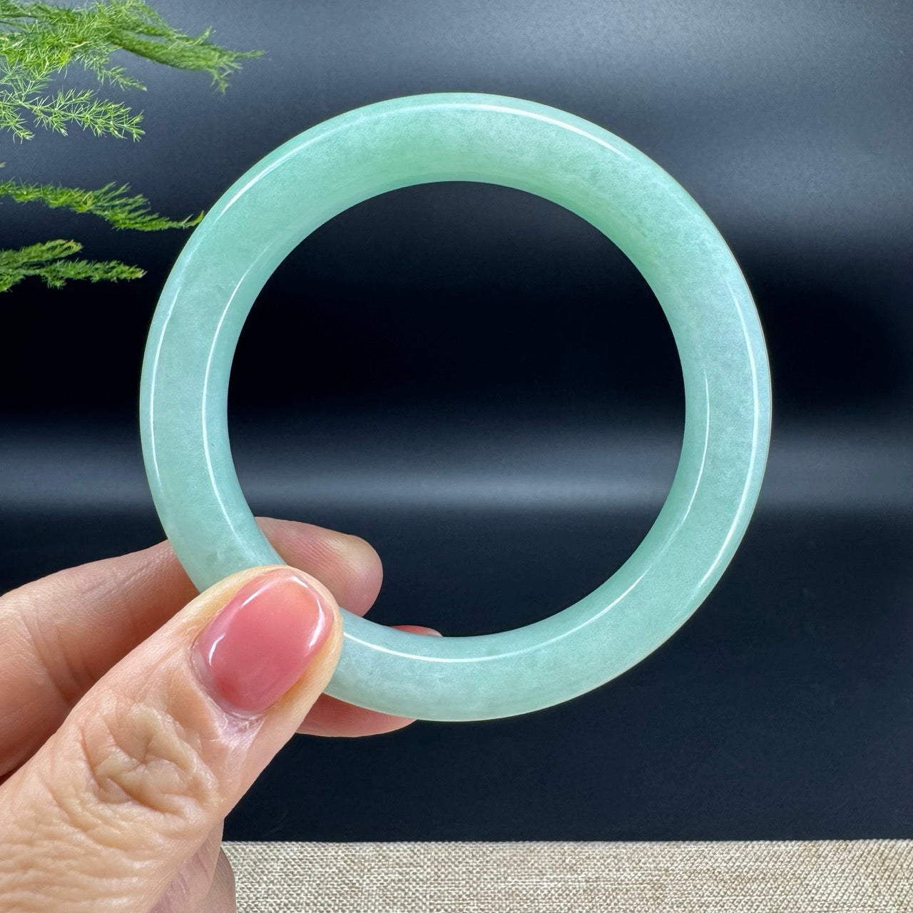 Genuine Burmese Grape Green Jade Jadeite Bangle Bracelet (56mm)