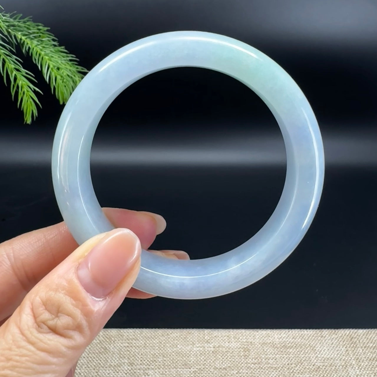 Genuine Burmese Lavender Green Jade Jadeite Bangle Bracelet ( 57.4mm )