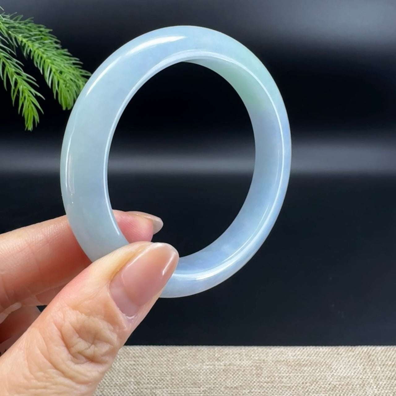 Genuine Burmese Lavender Green Jade Jadeite Bangle Bracelet ( 57.4mm )
