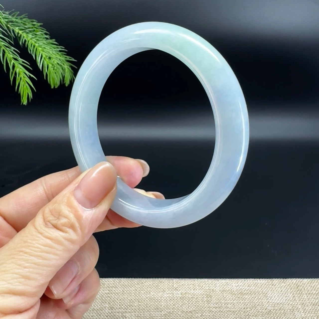 Genuine Burmese Lavender Green Jade Jadeite Bangle Bracelet ( 57.4mm )