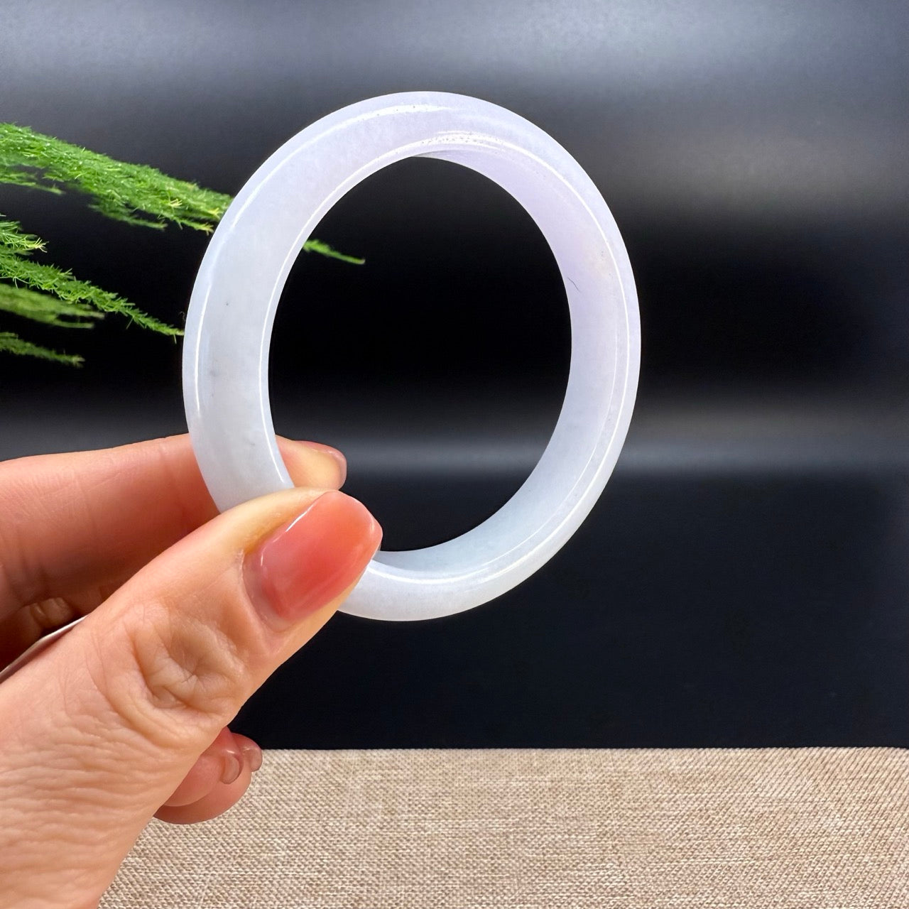 Genuine Burmese Lavender Green Jade Jadeite Bangle Bracelet ( 54.2mm )