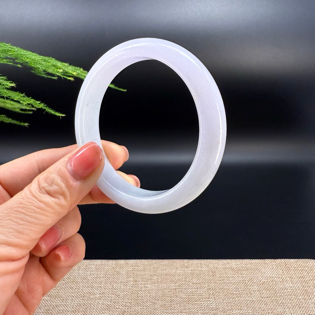 Genuine Burmese Lavender Green Jade Jadeite Bangle Bracelet ( 54.2mm )