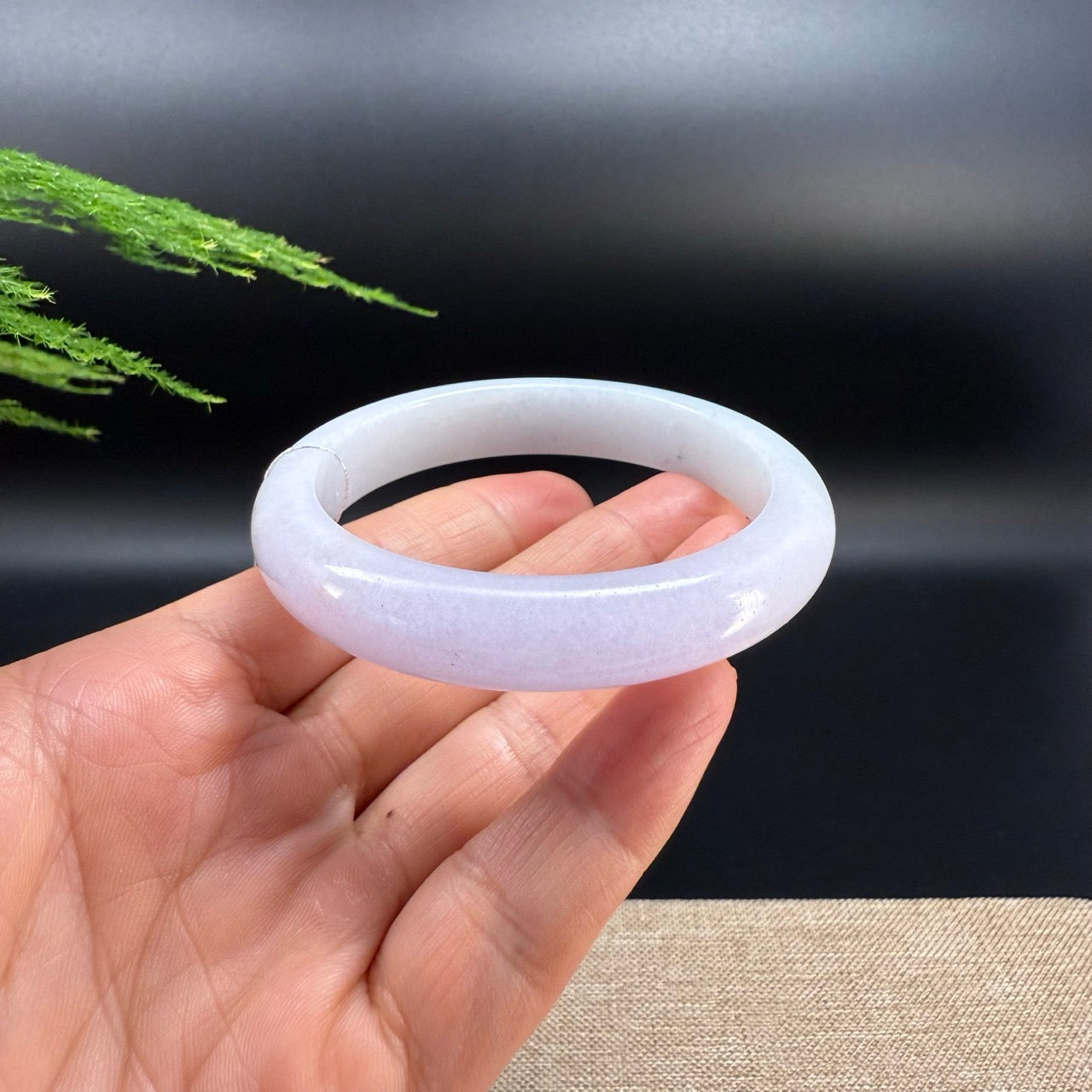 Genuine Burmese Lavender Green Jade Jadeite Bangle Bracelet ( 54.2mm )