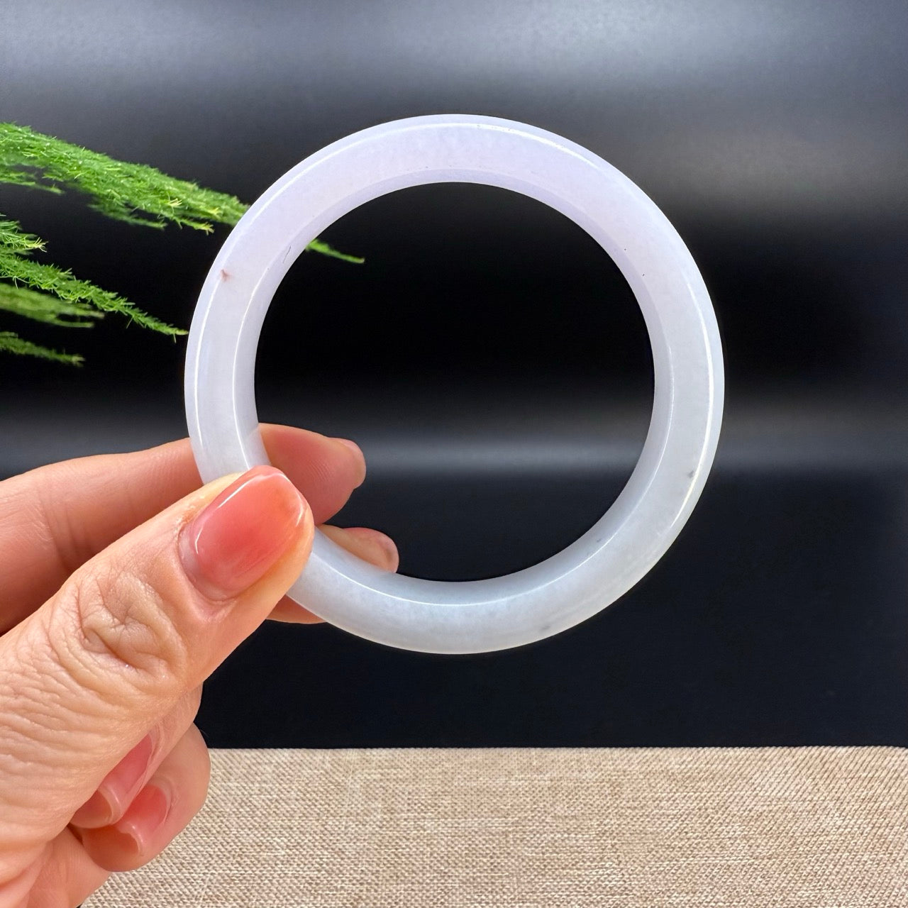 Genuine Burmese Lavender Green Jade Jadeite Bangle Bracelet ( 54.2mm )