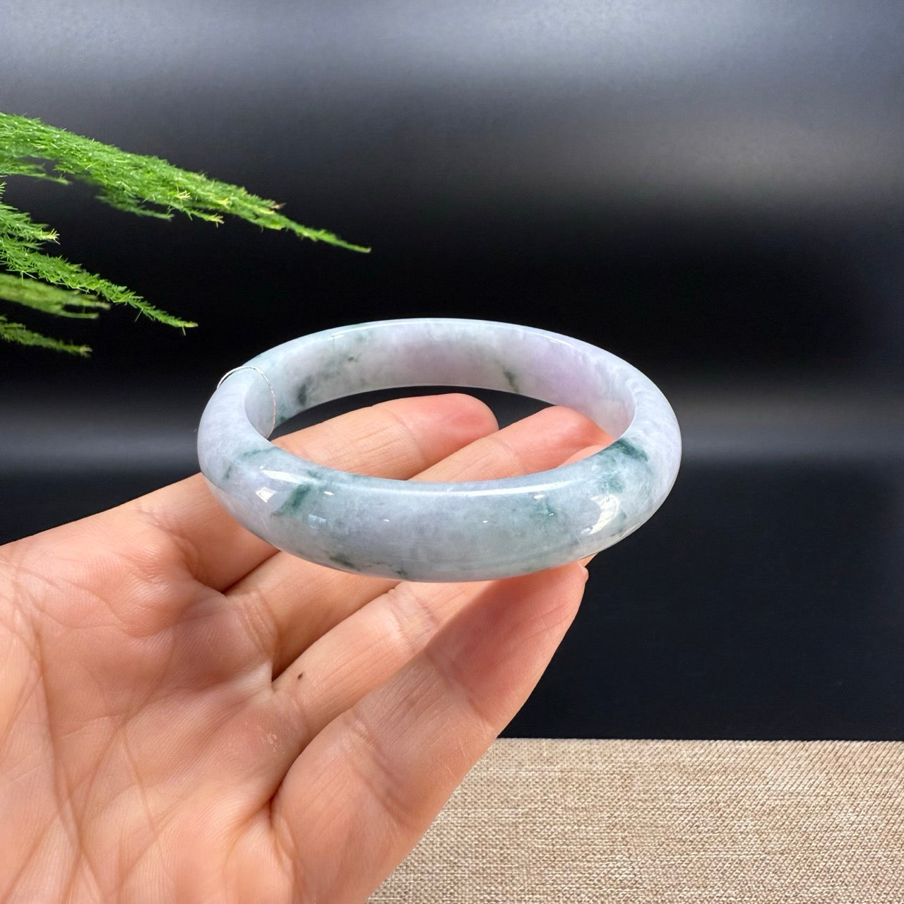 Genuine Burmese Lavender  Blue Jade Jadeite Bangle Bracelet ( 59.8mm )