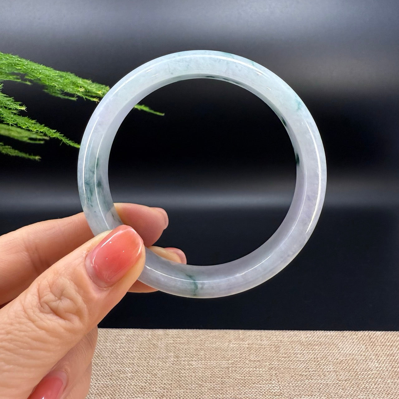 Genuine Burmese Lavender  Blue Jade Jadeite Bangle Bracelet ( 59.8mm )